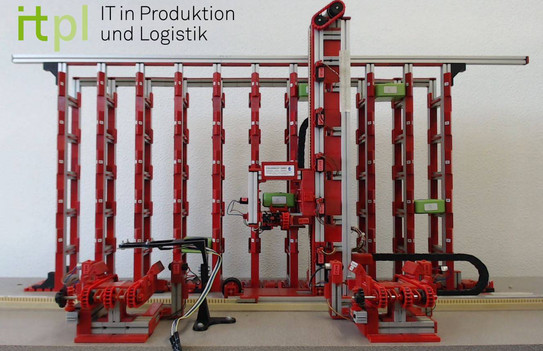 Model of an automatic high-bay warehouse